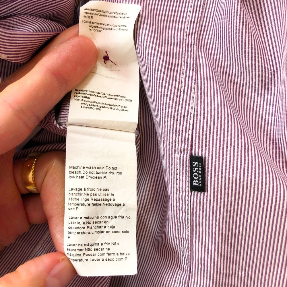 Hugo Boss Regular Fit Maroon Stripe Sport Shirt XL - Picture 7 of 8